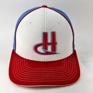 Hooked on Fishing Trucker Mesh Cap Hat Fitted SM/MD Blue Red Richardson 172 Mens